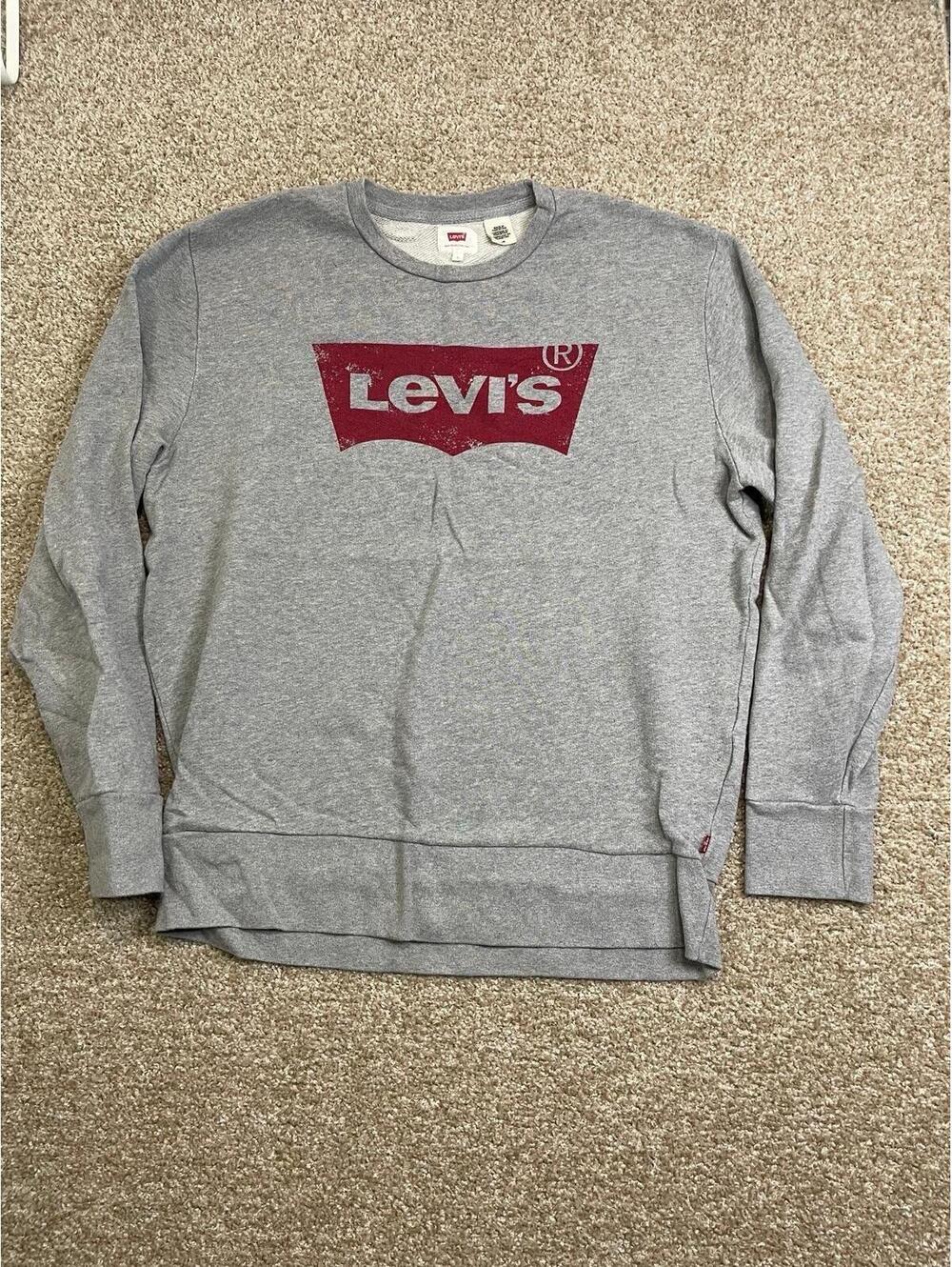 Levi's Sweatshirt Womens L Gray Cotton Blend Pullover *